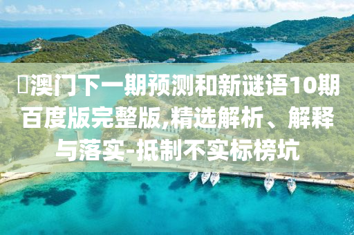 釿澳门下一期预测和新谜语10期百度版完整版,精选解析、解释与落实-抵制不实标榜坑