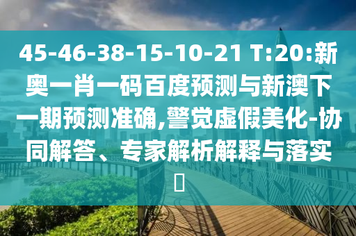 45-46-38-15-10-21 T:20:新奥一肖一码百度预测与新澳下一期预测准确,警觉虚假美化-协同解答、专家解析解释与落实
